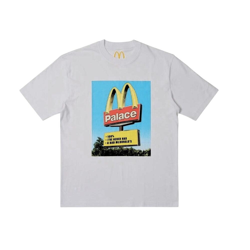 MCDONALDS X PALACE WHITE McD/PALACE LOGO T-SHIRT SIZE SMALL 2020 - (NWT)
